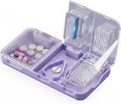 Portable Pill Cutter Organiser Box For Small Tablet Pill Crusher Case Holder 3 in 1 Multi-Functional Medicine Travel Pill Splitter Organizer Box with Case Cleaning Brush, Easy to Clean