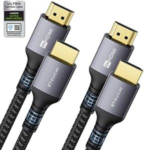 Stouchi Cavo Certificato HDMI 2.1 3M, 8K Ultra HD 48 Gbps ad Alta Velocità 8K60 4K120 144Hz RTX 3080 eARC HDR10 4: 4: 4 HDCP 2.2 e 2.3 Dolby Compatibile con Roku TV / PS5 / Xbox Series X,2 Confezione