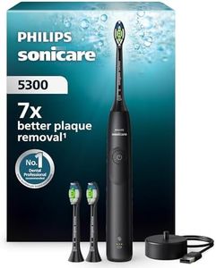 Philips Sonicare 5300 Electric Toothbrush, Sonic Toothbrush with 2 Intensity Levels, Pressure Alert, EasyStart, SmarTimer and BrushPacer, Black, Model HX7101/04 [New Technology]