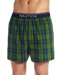 Nautica Men's Woven Tartan Plaid Boxer - Green - XL