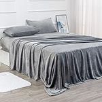 Velvet Plush Sheets Set Full Size, Micro Fleece Extra Soft Cozy Sheet and Pillowcase Set,Ultra Plush and Warmth Deluxe Bed Sheets with Deep Pockets (Full Grey 4 Piece)