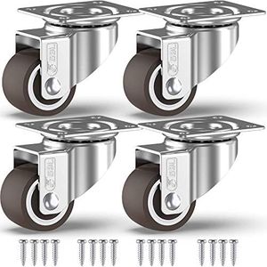 GBL Ruedas para Muebles Pesados + Tornillos - 25mm Hasta 40kg - 4 Ruedas que No Dejan Marcas de Alta Resistencia - Ruedas Giratorias Pequeñas para Palets Engomadas - Plateadas