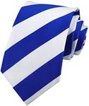 Men Boys White Blue Stripe Silk Ties College School Handmade Daily Dress Necktie