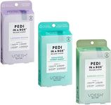 VOESH Pedi in a Box 4 Step Herb Trio - 3 Pack of Lavender Relieve, Eucalyptus Energy Boost & Herb Seed Oil Pedis, Spa Pedicure Kit, At-Home Pedicure