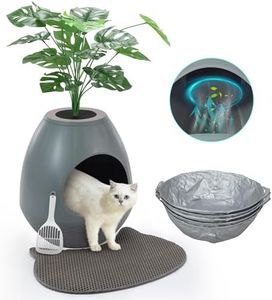 Eggloa6 Cat Litter Box Enclosure with 5PCS Litter Box Liners, Large DIY Litter Box Furniture w/Cat Litter Mat, Smart Odor Removal System for Kitty Bunny