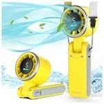 PlayHot Portable Handheld Turbo Fan, 5-Speed Personal Fans, 5000mAh Rechargeable Fans Up to 12 Hours, Weight only 0.6lb Small Fan, Hand/Neck/Desk Fan 3 IN 1, Beach Vacation Essentials(Yellow)
