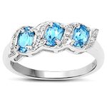 The Diamond Ring Collection: Sterling Silver Genuine Blue Topaz and Diamond Eternity Engagement Ring (Size T)