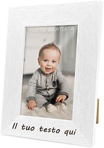 Chigabiga Cornici foto personalizzata con foto e testo - cornice legno di pino - Scegli il tuo colore, scegli la dimensione, aggiungi il tuo testo e carica la tua immagine (cornice 10x15, Bianco)