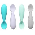 PandaEar Silicone Baby Weaning Spoons Infant Feeding Spoons BPA Free, 4-Pack, Soft Silicone, Self Feeding Fat Handle Utensil