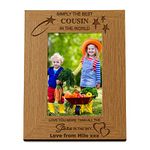 ukgiftstoreonline Personalised Best Cousin Portrait Wooden Photo Frame Gift (4 x 6 Inch)