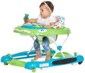 Dream On Me Baby Steps Baby Walker in Blue and Green, Adjustable Three Position Height Setting, Removable Tray, Easy to Fold and Store Baby Walker