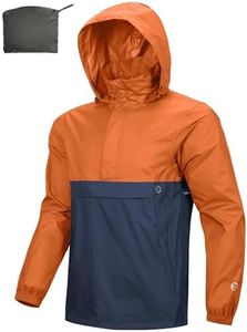 Outdoor Ventures Men's Rain Jacket Waterproof Lightweight Packable Rain Pullover for Hiking Golf Running