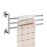 PHOEWON Swivel Towel Rail Chrome Stainless Steel Bath Rack Wall Mounted Towel Rack Holder with 3 Swivel Bars, Swing Towel Holder for Kitchen, Bathroom, Toilet