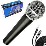 Professional Dynamic Karaoke Vocal Microphone with Cable. Metal Body (Dark Grey)