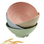 WANBY Lightweight Wheat Straw Cereal Bowls Unbreakable Dinner Dishes Bowl Set Dishwasher & Microwave Safe (4 Pack 34Oz)