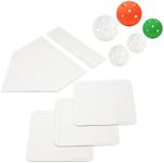 PRAOUTSAD Baseball & Softball Home Plate and 9" Hollow Plastic Baseball Set Baseball Training Equipment for Yard Wiffle Ball, Tball Balls, Kickball