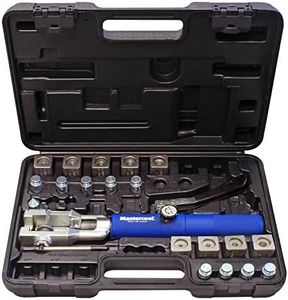 Mastercool 72450 Hydraulic Double Flare & Metric Bubble Flaring Tool Set – 45° Flares for Brake & Fuel Lines – Works with Steel, Copper & Aluminum Tubing – Includes Hydraulic Pump, Dies & Adapters