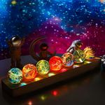 KRISININE 7 Chakra Natural Healing Spheres with LED Wooden Stand 40mm Crystal Quartz Stones for Meditation Positive Energy Night Light Decoration Balls Set for Home