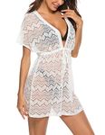 EISHOPEER Beach Coverups for Women Swimsuit Cover Ups Lace Bikini Swimwear Cover Ups,White XXL