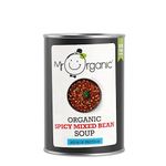 Mr Organic - Spicy Mixed Bean Soup 400g (Pack of 12) - Organic & Vegan - High Protein and Fibre - Non-GMO - No Artificial Preservatives, Colours or Flavours - Rich & Spicy Flavour