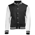 Awdis Unisex Varsity Jacket (2XL) (Jet Black / White)