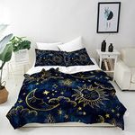 ANHOPE Astrology Duvet Cover Set Soft 3 Piece Bedding Set with Sun Moon Stars Print Pattern Comforter Cover Set with 2 Pillowcases All Season Decor Quilt Cover with Zipper for Kids Adults Double Size