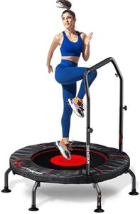 KeppiFitness 40'' Mini Fitness Trampoline for Kids and Adults, 400LBS Foldable Exercise Rebounder for Indoor and Outdoor Workouts, Adjustable Handle with Level 4 Height