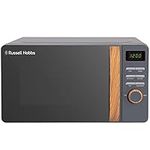 Russell Hobbs RHMD714G 17 L 700 W Scandi Grey Digital Microwave with 5 Power Levels, Wood Effect Handle & Dials, Clock & Timer, Automatic Defrost, Easy Clean, 8 Auto Cook Menus