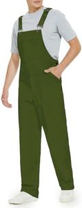 WORK IDEA Men's Bib Overalls,Men's Overalls Workwear Lightweight with Adjustable Straps and Pockets,Army Green, S