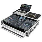 Odyssey FZGSPRIME4 Flight Zone Glide Style Case for Denon Prime 4+ DJ Controller - Gliding Laptop Platform - Rugged and Portable Design - Black and Silver