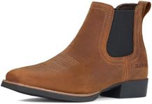 Rollda Men's Western Boots Leather Cowboy Chelsea Boots Ankle Square Toe Cowboy Boots for Men