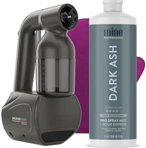 MineTan Spray Tanning Machine | Professional Spray Tan Kit - Lightweight, Portable for Salons & Mobile Tanners, Includes Dark Ash Pro Mist Solution, Ultra Airbrush Finish Glow, 33.8 Fl Oz