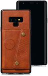 nh Case Samsung Galaxy Note 9 Case with Card Slots Holder Phone Cover Leather Exterior [with Screen Protector] [4 Card Pockets] Compatible for Samsung Galaxy Note 9 - Brown