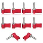 SPEEDWOX 10 Pcs M5 20mm Screw with Handle Thumb Screw Male Threading Rotating Knob Adjustable Thumb Lever Screw Rotating Knob Adjustable Thumb Lever Screw Rotating Knob with Single Wing(Red)