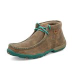 Twisted X Women's Leather Lace-up Rubber Sole Chukka Colored Trim, Bomber/Turquoise, 9.5