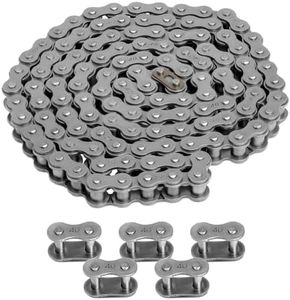 Belleone 40 Roller Chain 5 Feet with 5 Free Connecting Links, Carbon Steel Drive Chain for Mini Bike, Go-Kart, Scooter, Snow Thrower, Dirt Bike, Bicycle, ATV, MTV, and Other Machinery - 120 Links