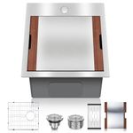 Tysun 15 Inch Bar Sink Drop in Workstation -15x20 Inch Kitchen Sink Stainless Steel Square Small Topmount Kitchen Bar Sink，Single Bowl Kitchen Sink for Office Laundry Wet Bar Prep RV Outdoor Yard