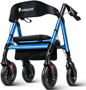 FlyingJoy Rollator Walkers with Seat,450Lb Rolling Walkers,23.76lbs(10.8kg) Extra-Wide Heavy-Duty Rollator Walkers with Seat and Brakes for Seniors and Adults Bariatric with Large Aluminum(Blue)