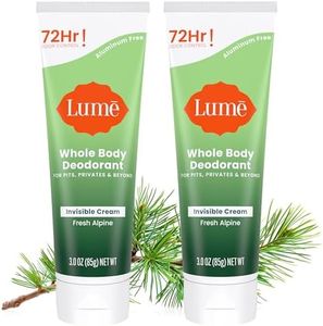 Lume Whole Body Deodorant - Invisible Cream Tube - 72 Hour Odor Control - Aluminum Free, Baking Soda Free, Skin Safe - 3.0 ounce (Pack of 2) (Fresh Alpine)
