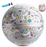 INPODAK Basketball 27.5 Inches Size 5 Unicorn Street Junior Basketball Classic Sport Ball Game Indoor Outdoor for Girl Kids Teenage Christmas Halloween Birthday Gift with Pump& Net