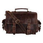 Leather Messenger Bag for Camera, Camera Bag for DSLR Cameras, Mirrorless Cameras, Lenses, Memory Cards, Organizer, Camera Messenger Brown Bag