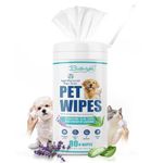 Bathright Pet Wipes | 80 N Cat & Dog Wipes | Aloe Vera & Fresh Lavender | pH Balance | Dry Bath, Ear & Paw | Wet Wipes for Cleaning & Deodorizing | Hygiene Cleaning Essentials, 15 x 20 cm