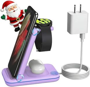 Multi Charger for Samsung, Foldable Charger ONLY for Galaxy Watch Ultra/7/6/5/4/3/Active 2, Travel 3 in 1 Fast Charging Station/Dock for Samsung S24/S23/S22/S21/S20/Note 20, for Buds 3/2 Pro(Violet)