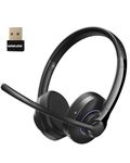 syndesmos Wireless Headset with Microphone, Bluetooth Computer Headset or USB Dongle, Multipoint Connect, On Ear Headset with Mic for Office, Computer, Smartphones, Skype, Zoom, Teams, Call Center