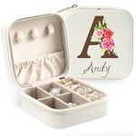 Greenyre personalized travel jewelry box,Custom Printed Jewelry Box with Name and Initial Letter A-Z, mini jewellery box Organiser for Rings, Necklaces,earring,Gifts for Women,Ridesmaid Gifts