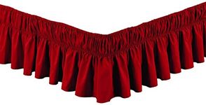 Mk Collection Wrap Around Style Easy Fit Elastic Bed Ruffles Bed-Skirt Queen-king Solid Red New