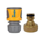 Simply Products Hozelock Soft Grip Quick Connect Hose End Connector With 3/4" Brass Tap Adaptor Fitting For Garden Taps