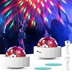 Disco Lights for Parties, 2Pcs Multi Colour Mini Disco Ball Light Portable Disco Lights Sound Activated DJ Lights, USB Rechargeable LED Disco Lights for Kids, Party, Bar, Car, Halloween, Christmas