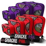 Shacke Pak - 5 Set Packing Cubes with Laundry Bag (Orchid Purple) & Shacke Pak - 5 Set Packing Cubes with Laundry Bag (Warm Red)