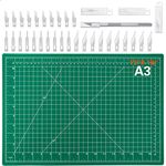 Audab 18" x 12" Self-Healing Cutting Mat and Craft Knife kit with 30Pcs Hobby Blades Art Knife for Craft, Sewing, Fabric, Quilting, Scrapbooking Project